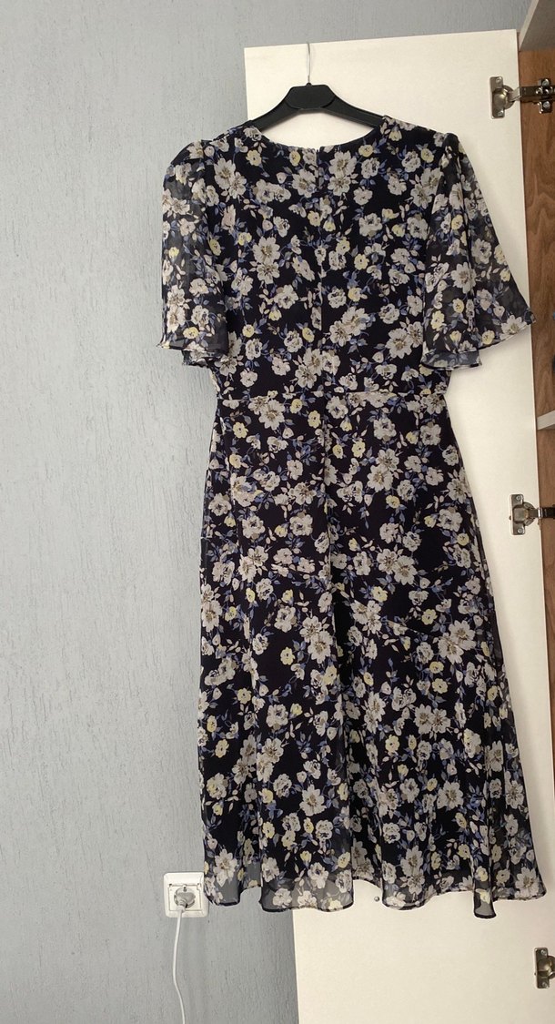 Lacivert Desenli Midi Bohem Elbise - Görsel 5