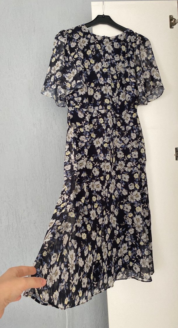 Lacivert Desenli Midi Bohem Elbise - Görsel 4