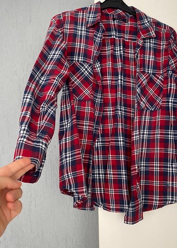 Kırmızı Kareli Pamuklu Kadın Gömlek - Görsel 2