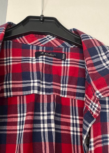 Kırmızı Kareli Pamuklu Kadın Gömlek - Görsel 3