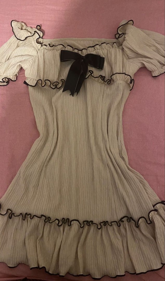 Fırfırlı Krem Keten Midi Elbise - Görsel 2