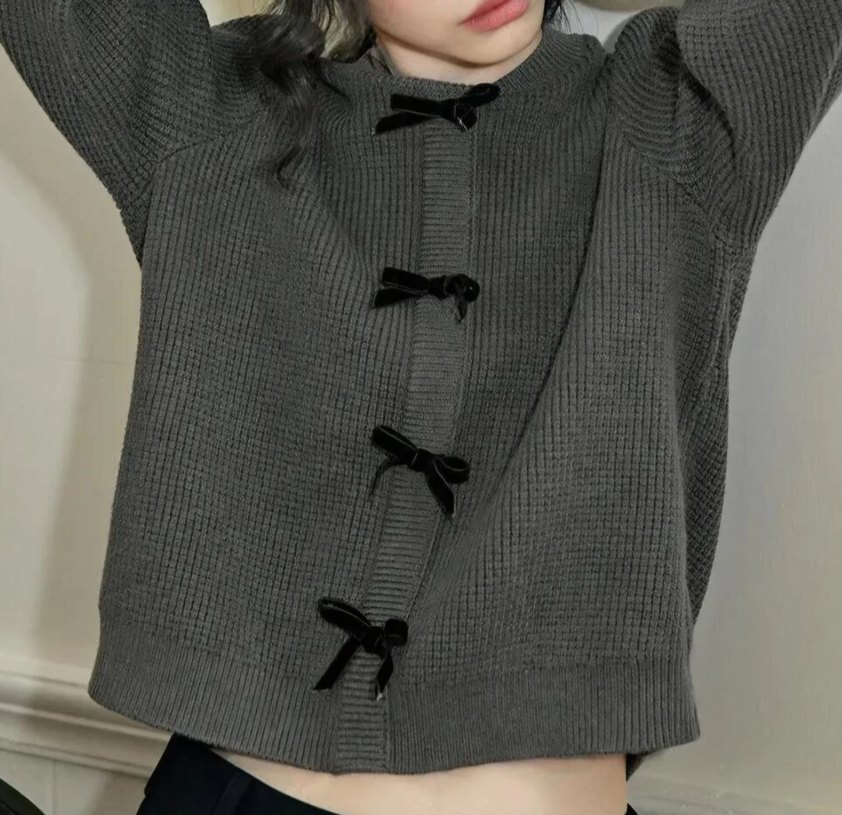 Gri Örgü Triko Kadın Kazak - Görsel 3