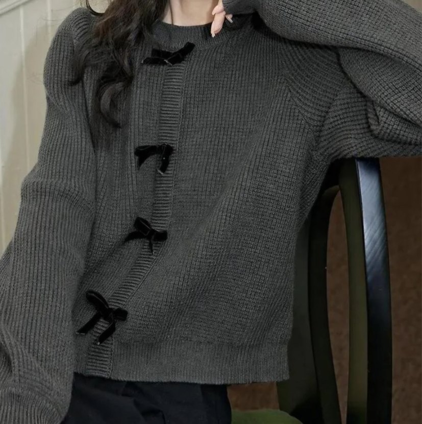 Gri Örgü Triko Kadın Kazak - Görsel 2