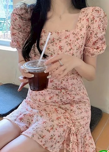 Pembe Midi Coquette Elbise - Görsel 3