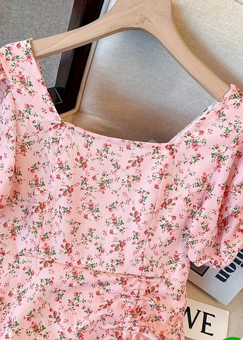 Pembe Midi Coquette Elbise - Görsel 4