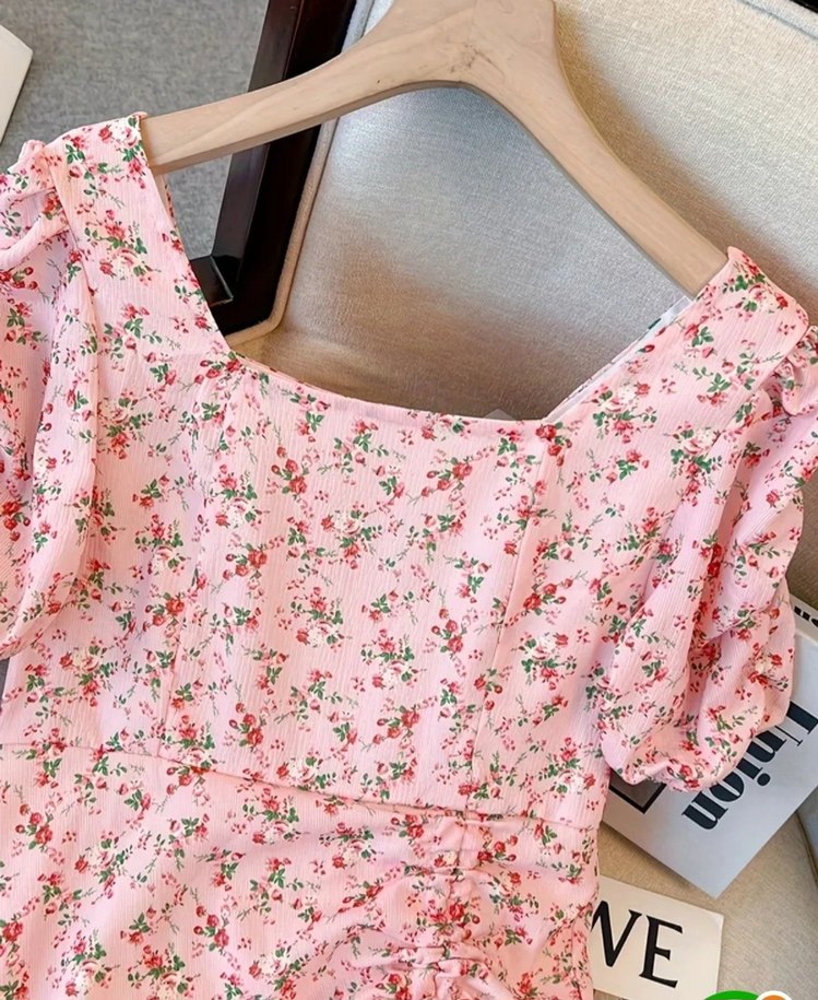 Pembe Midi Coquette Elbise - Görsel 4