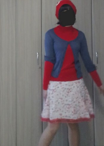 Cottagecore Astarlı Kırmızı Midi Etek - Görsel 3