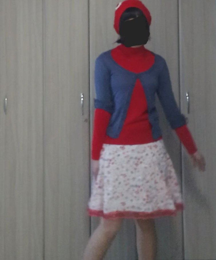 Cottagecore Astarlı Kırmızı Midi Etek - Görsel 3