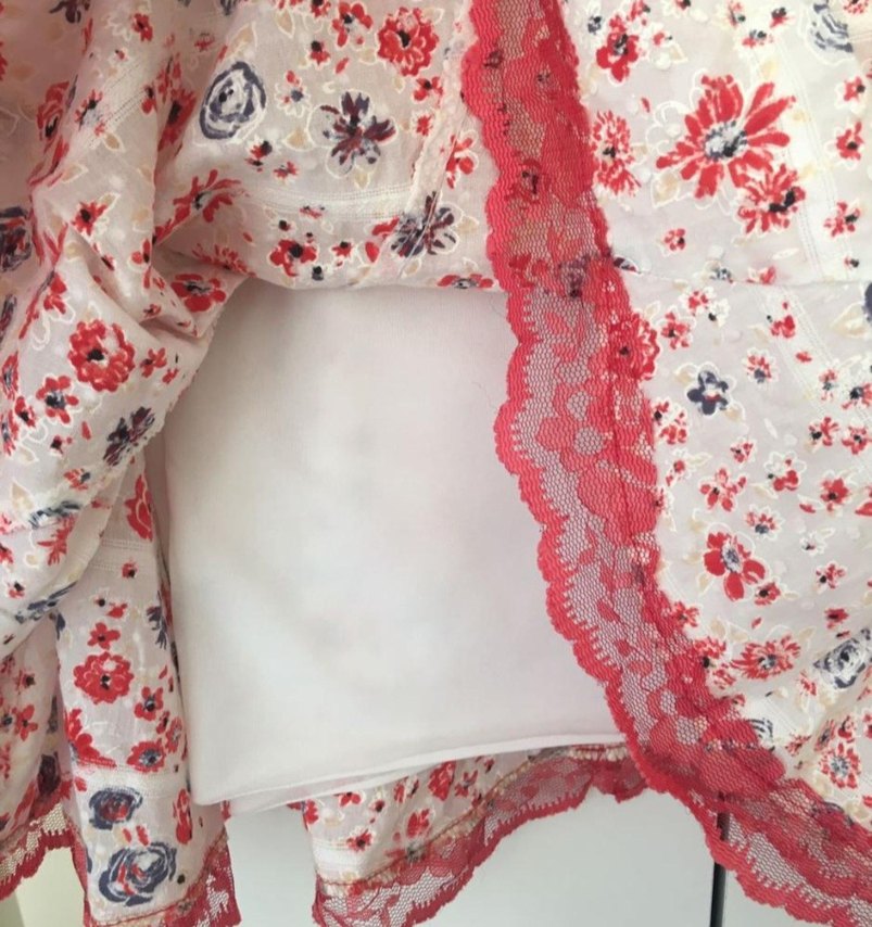 Cottagecore Astarlı Kırmızı Midi Etek - Görsel 2