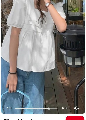 Beyaz Balon Kollu Arkadan Daraltılabilen Pinterest Bluz - Görsel 7