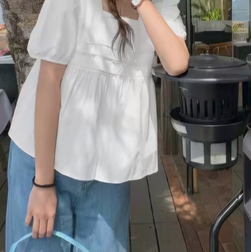 Beyaz Balon Kollu Arkadan Daraltılabilen Pinterest Bluz - Görsel 3