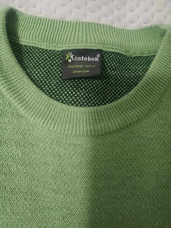 Yeşil Oversize Dinozor Desenli Triko Kazak - Görsel 5