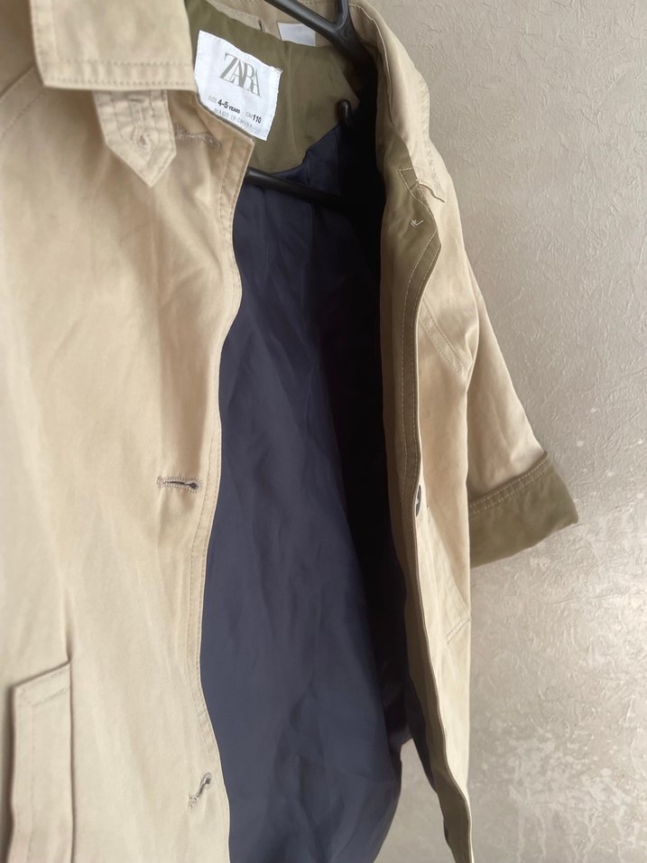 Bej Düğmeli Erkek Çocuk Keten Kaban - Görsel 3