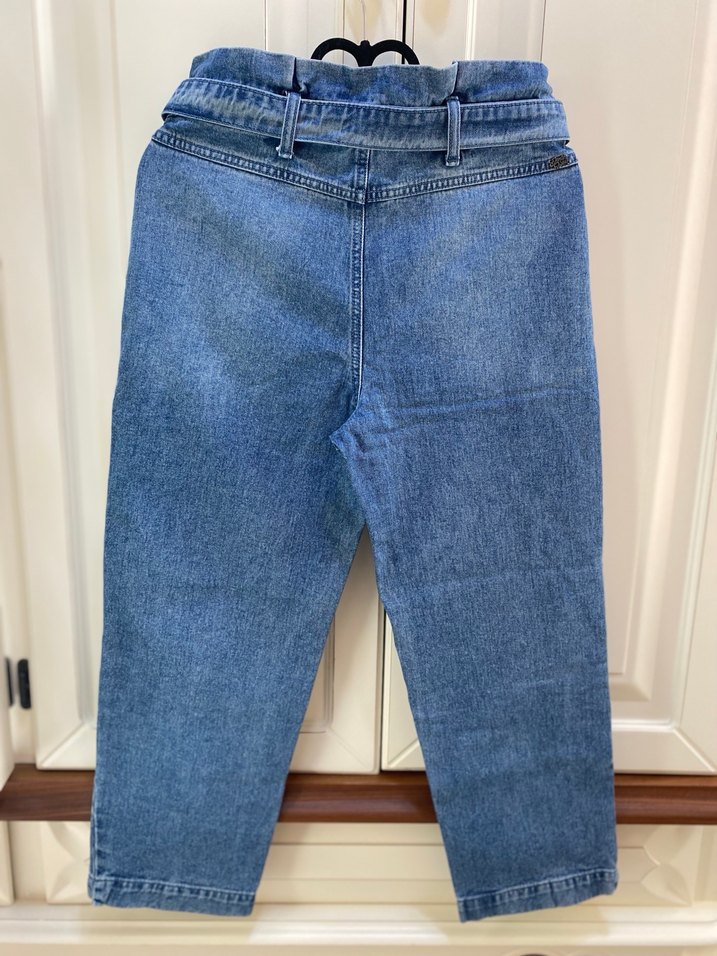 Kadın Mavi Kemerli Rahat Kot Pantolon - Görsel 2