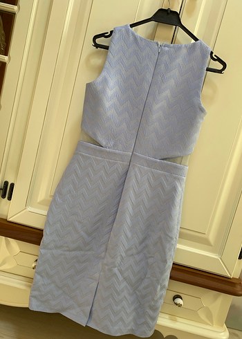 Mavi Pilili Modern Klasik Midi Elbise - Görsel 2