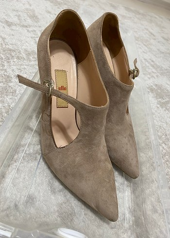 Bej Süet Tokalı Stiletto - Görsel 2