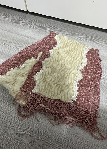 Bordo Dantel Detaylı Bohem Kadın Şal