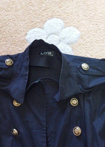 Düğmeli siyah Midi trençkot - Görsel 2