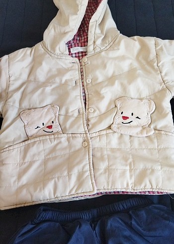 Düğmeli Beyaz Bebek Kayak Tulumu - Görsel 2