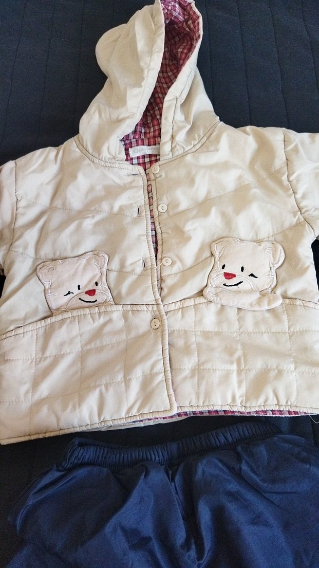 Düğmeli Beyaz Bebek Kayak Tulumu - Görsel 2