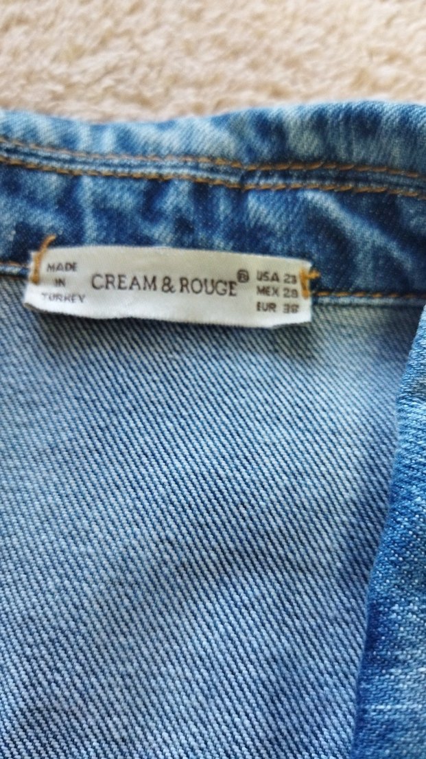 Düğmeli Uzun Mavi Denim Ceket - Görsel 2