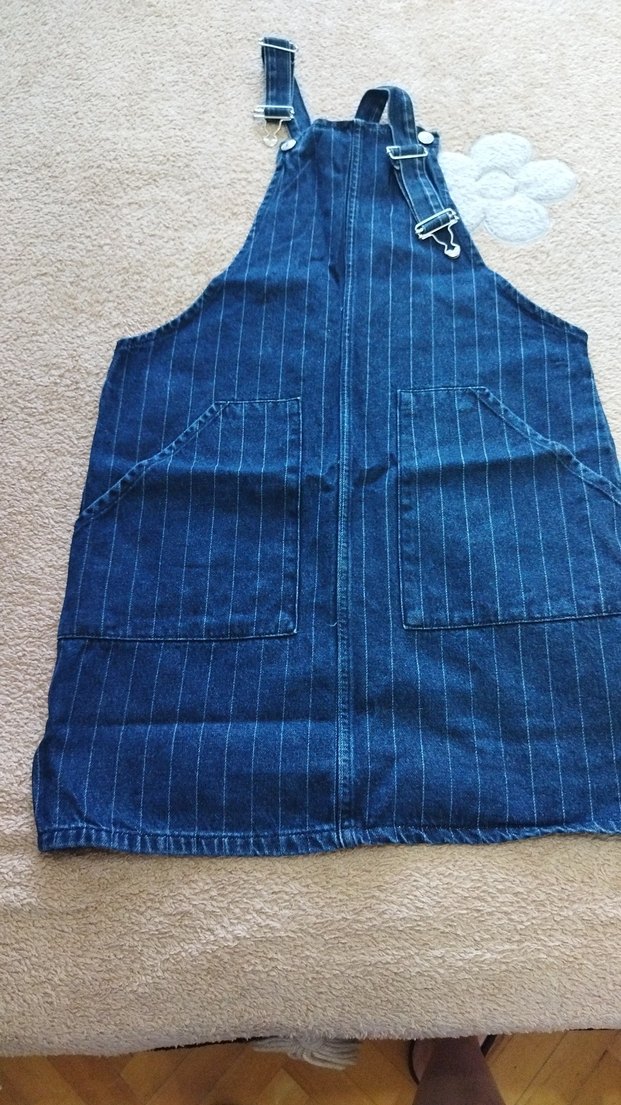 Mavi Denim Askılı Kısa Tulum DFJEAN - Görsel 2