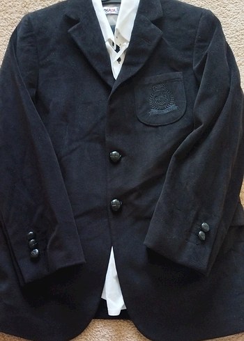 Siyah Süet Erkek Çocuk Klasik Ceket takım - Görsel 2