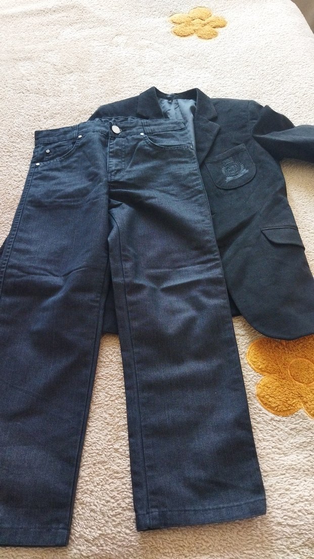 Siyah Süet Erkek Çocuk Klasik Ceket takım - Görsel 5