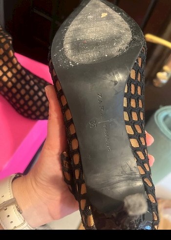 Kahverengi Fileli Stiletto Topuklu Kadın Bot - Görsel 4