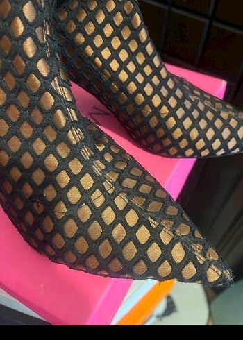 Kahverengi Fileli Stiletto Topuklu Kadın Bot - Görsel 3