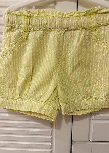 Kız Çocuk Sarı Çizgili Pilili Şort - Görsel 2