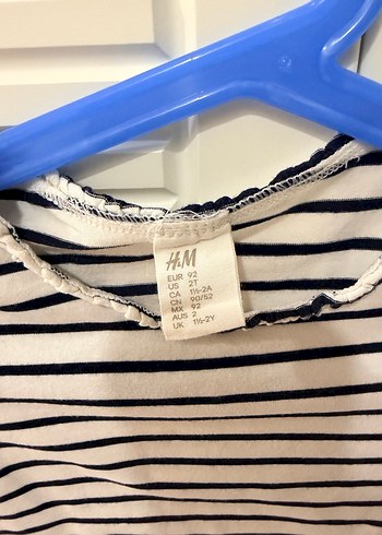 H&M Kız Çocuk Çizgili Pamuklu Tişört - Görsel 3