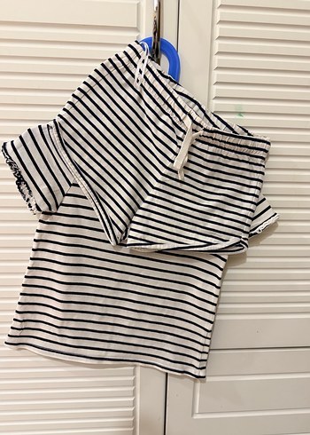 H&M Kız Çocuk Çizgili Pamuklu Tişört - Görsel 5