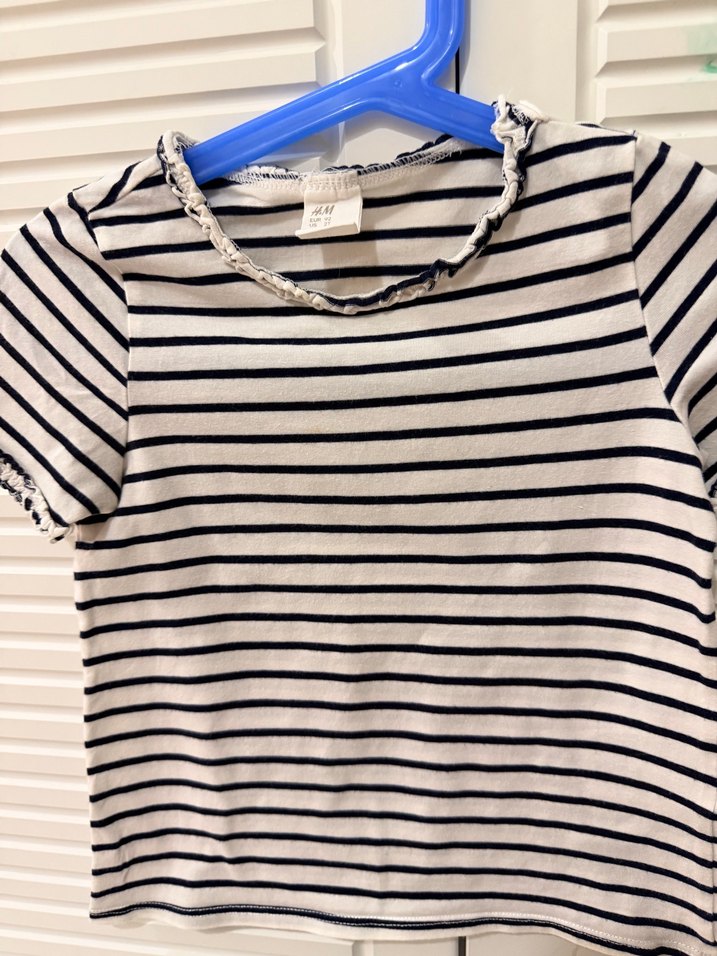 H&M Kız Çocuk Çizgili Pamuklu Tişört - Görsel 2