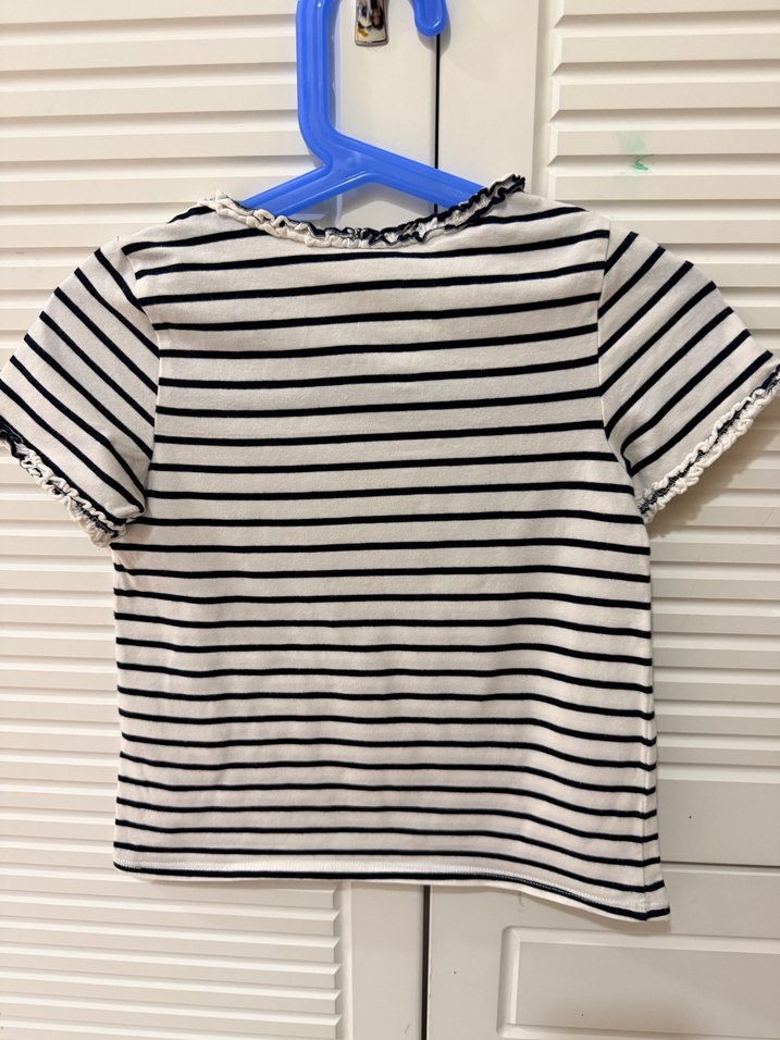 H&M Kız Çocuk Çizgili Pamuklu Tişört - Görsel 4