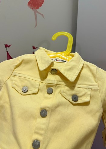 Sarı Kız Çocuk Kot Ceket ve Etek Takımı - Görsel 12