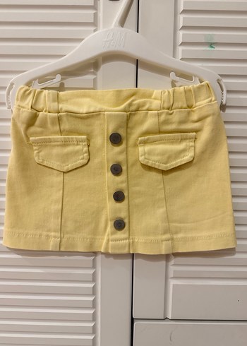 Sarı Kız Çocuk Kot Ceket ve Etek Takımı - Görsel 6