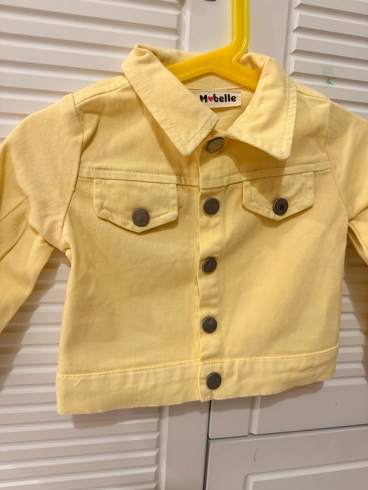 Sarı Kız Çocuk Kot Ceket ve Etek Takımı - Görsel 3