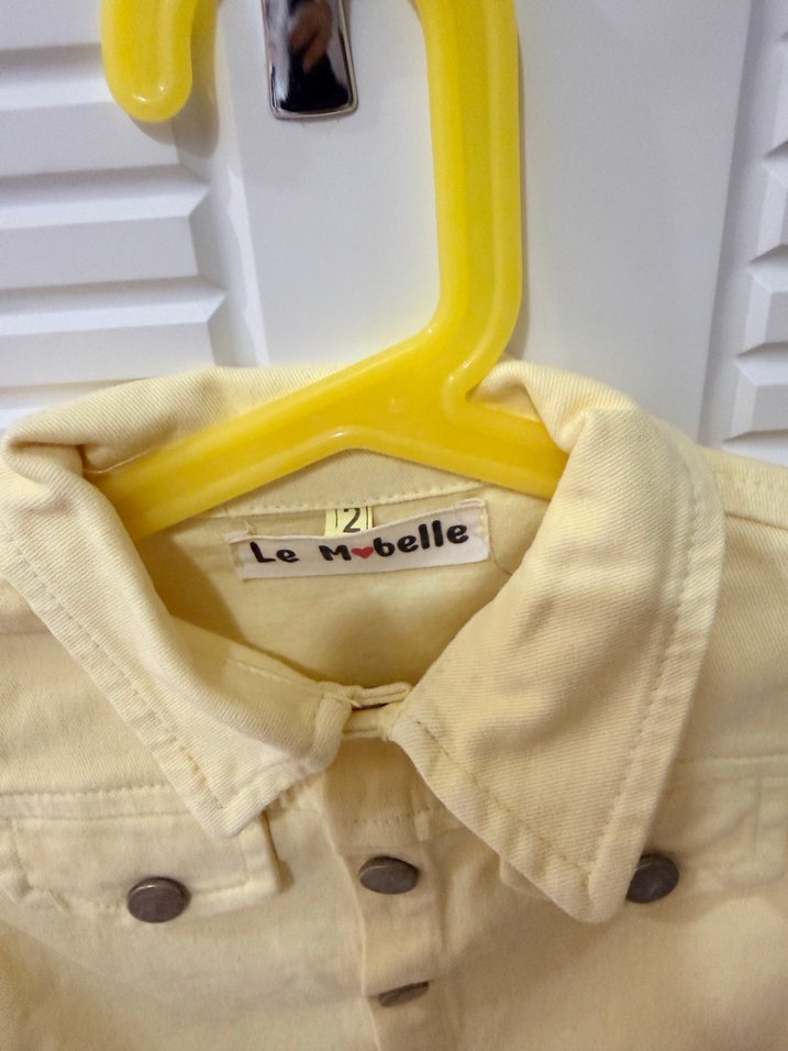 Sarı Kız Çocuk Kot Ceket ve Etek Takımı - Görsel 4