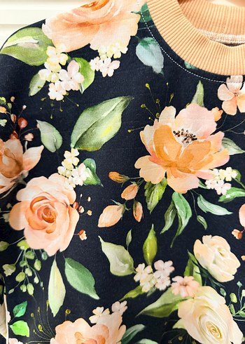 Çiçek Desenli Kız Sweatshirt - Görsel 3