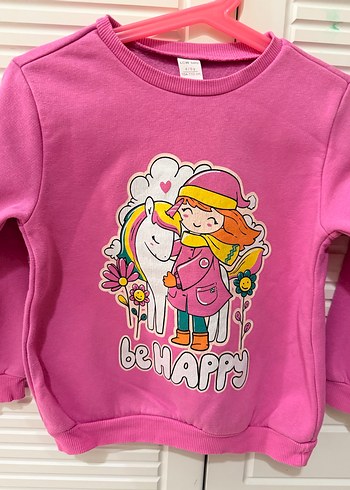 LC Waikiki Kız Çocuk Pembe Baskılı Sweatshirt - Görsel 2