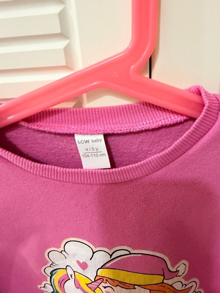 LC Waikiki Kız Çocuk Pembe Baskılı Sweatshirt - Görsel 3