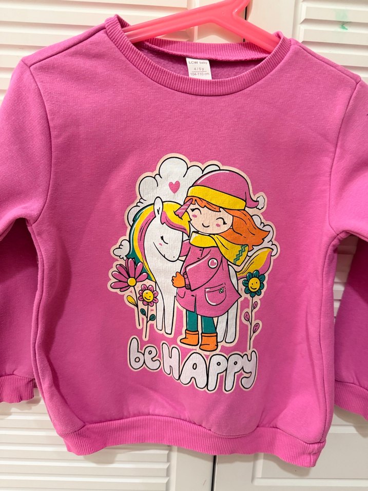 LC Waikiki Kız Çocuk Pembe Baskılı Sweatshirt - Görsel 2