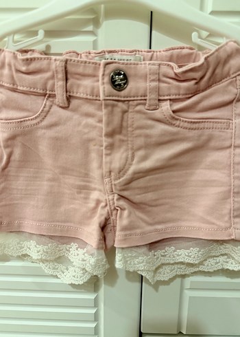 H&M Kız Çocuk Pembe Dantelli Pamuk Şort - Görsel 2