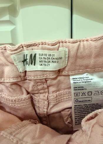 H&M Kız Çocuk Pembe Dantelli Pamuk Şort - Görsel 5