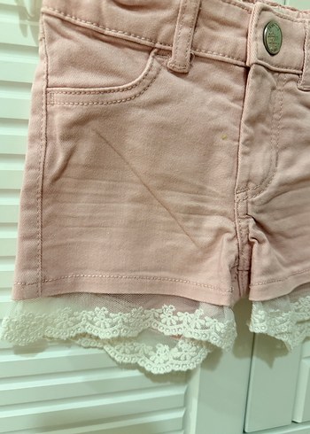 H&M Kız Çocuk Pembe Dantelli Pamuk Şort - Görsel 3