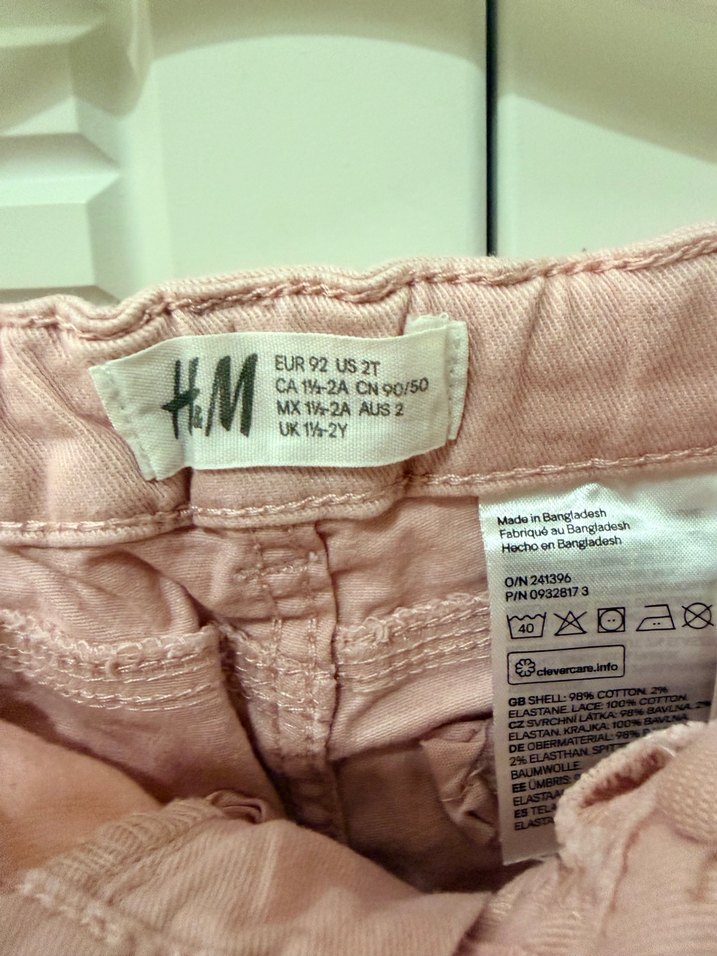 H&M Kız Çocuk Pembe Dantelli Pamuk Şort - Görsel 5