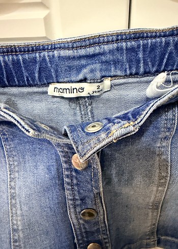 Mamino Düğmeli Açık Mavi Kız Çocuk Denim Etek - Görsel 7