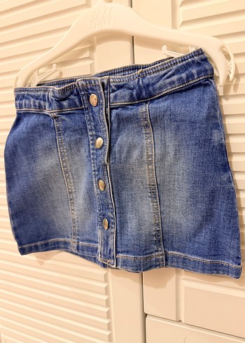 Mamino Düğmeli Açık Mavi Kız Çocuk Denim Etek - Görsel 4