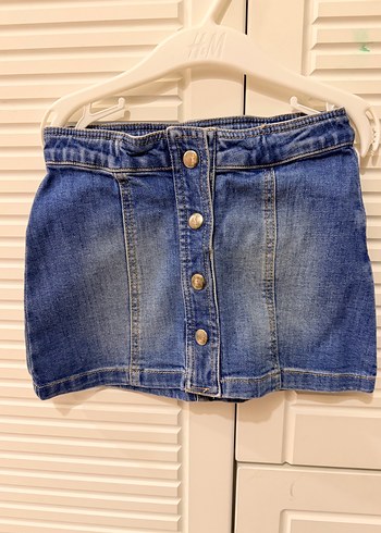 Mamino Düğmeli Açık Mavi Kız Çocuk Denim Etek - Görsel 2